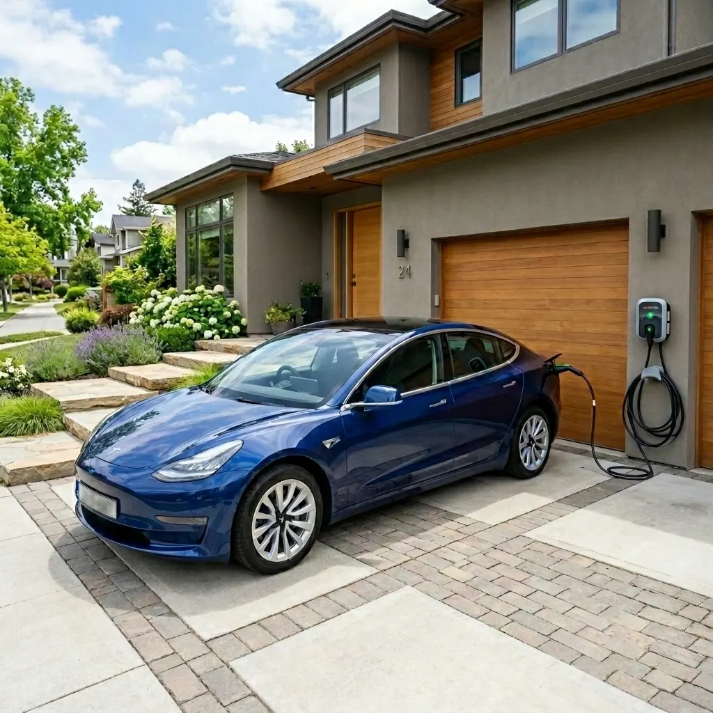Electric vehicle charging in an Irish driveway